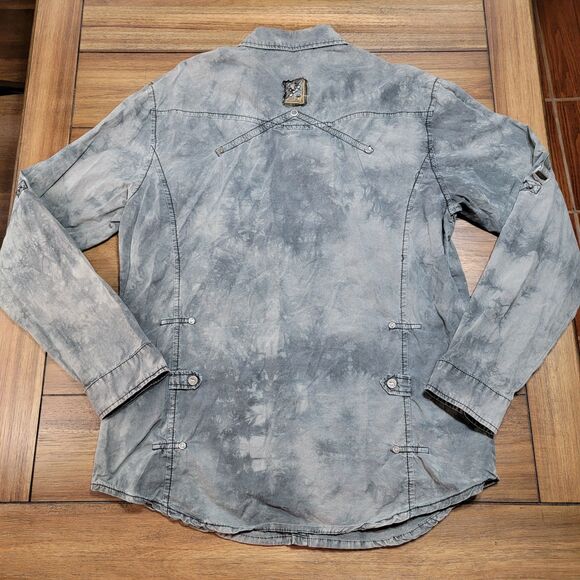 Focus U.S.A. Jeans Inc. Full Metal Snap LS Dark Grey Shirt - Size Large - Picture 5 of 11